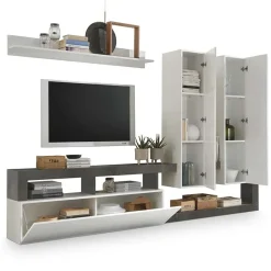 Garnero Arredamenti Parete attrezzata 277x200h moderna cm bianco lucido ossido Invictus Ossido - Bianco Lucido New