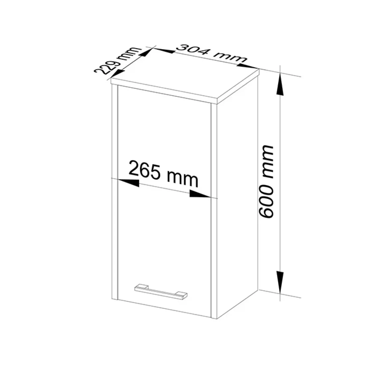 Garnero Arredamenti Pensile bagno sospeso 30x60h cm 1 anta bianco Woters