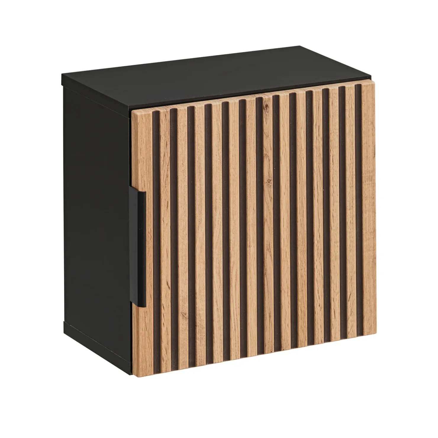 Garnero Arredamenti Pensile bagno sospeso 35x35h cm cannettato 1 anta quercia antracite Limpid