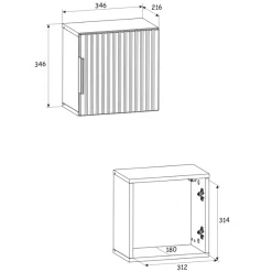 Garnero Arredamenti Pensile bagno sospeso 35x35h cm cannettato 1 anta quercia antracite Limpid