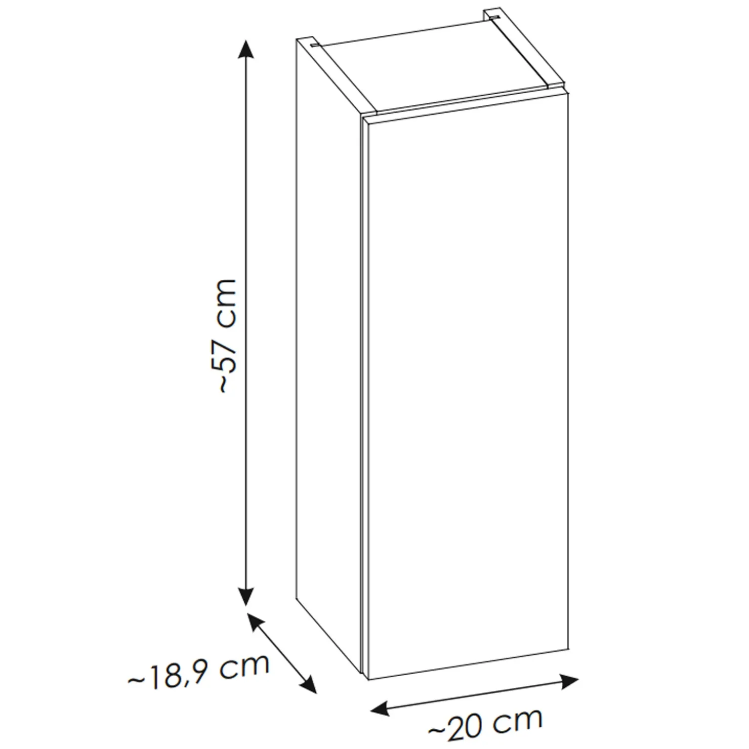 Garnero Arredamenti Pensile bagno sospeso 20x57h cm 1 anta rovere Rovery New