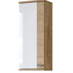 Garnero Arredamenti Pensile bagno sospeso 35x84h cm 1 anta bianco lucido rovere Crystal Clearance