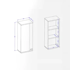 Garnero Arredamenti Pensile bagno sospeso 35x84h cm 1 anta bianco lucido rovere Crystal Clearance
