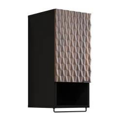 Garnero Arredamenti Pensile bagno sospeso 34x81h cm 1 anta 1 vano a giorno nero anta decorata noce Silvy