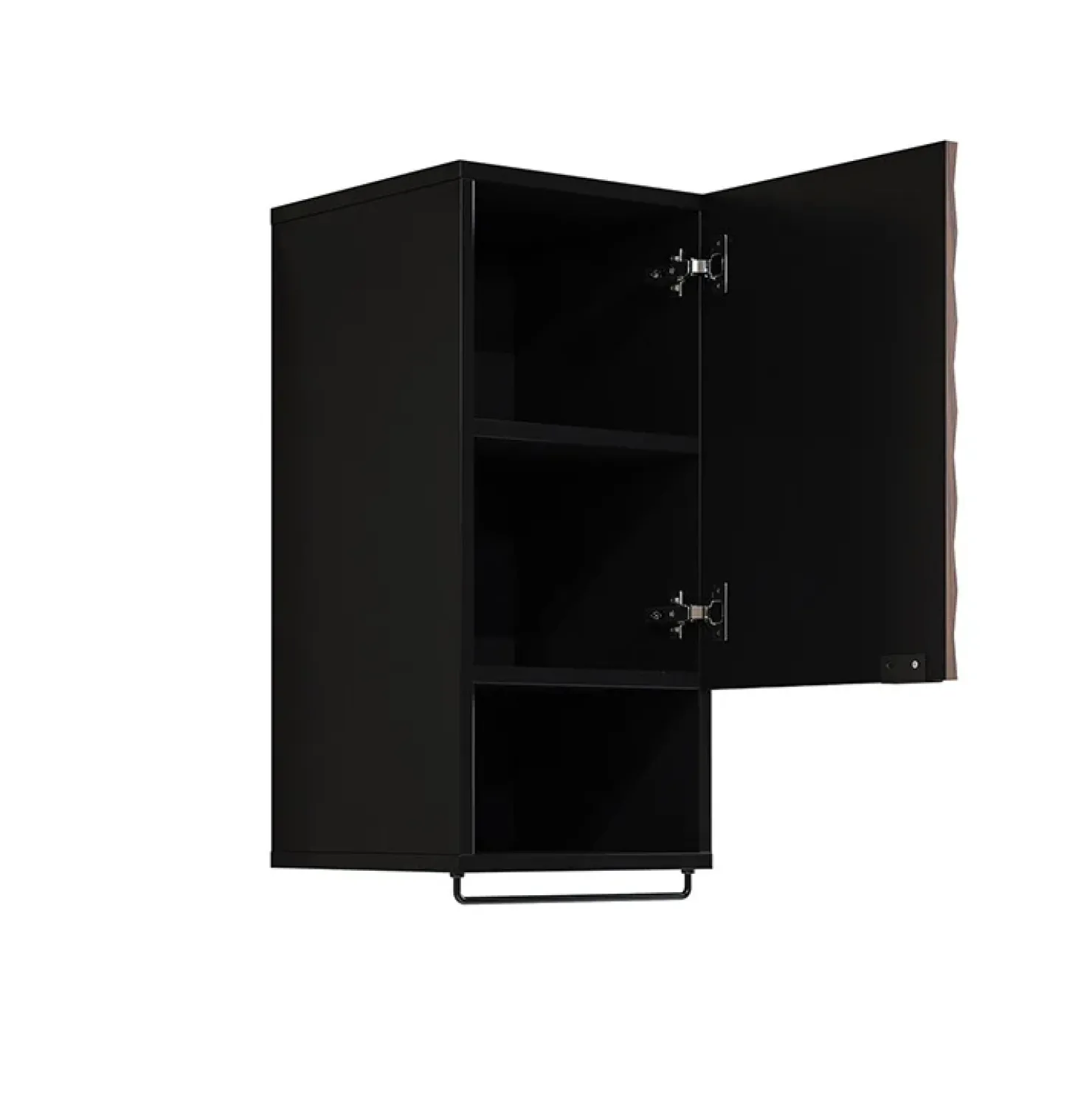 Garnero Arredamenti Pensile bagno sospeso 34x81h cm 1 anta 1 vano a giorno nero anta decorata noce Silvy