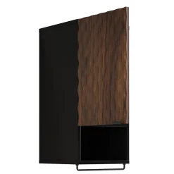 Garnero Arredamenti Pensile bagno sospeso 34x81h cm 1 anta 1 vano a giorno nero anta decorata noce Silvy