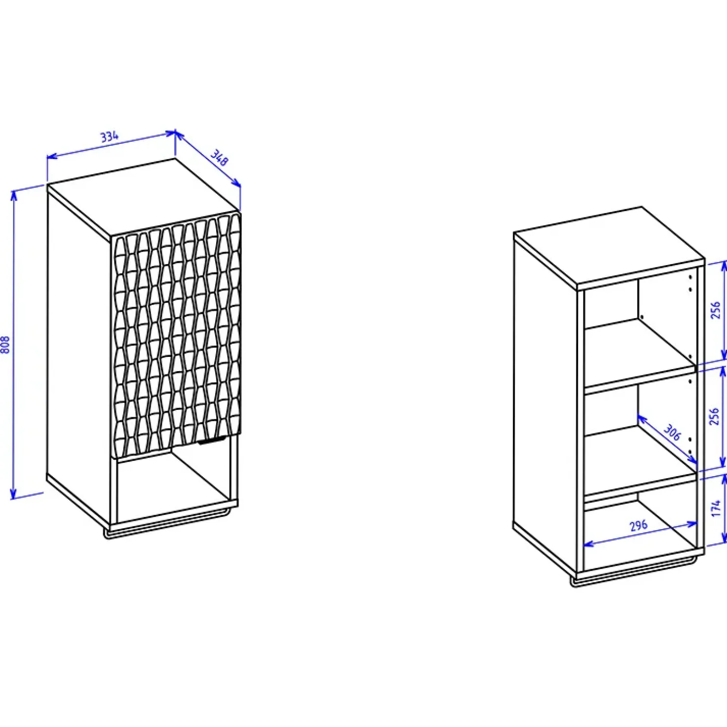 Garnero Arredamenti Pensile bagno sospeso 34x81h cm 1 anta 1 vano a giorno nero anta decorata noce Silvy