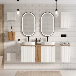 Garnero Arredamenti Pensile bagno sospeso 30x57h cm cannettato 1 anta bianco Cleany Bianco Opaco Clearance