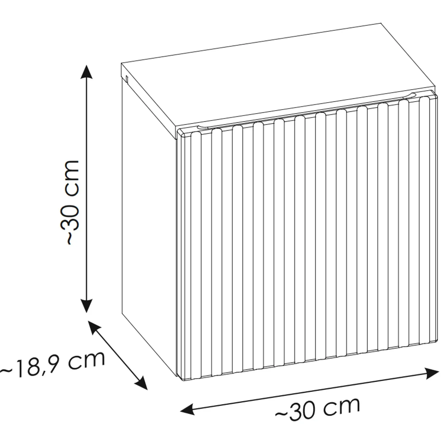 Garnero Arredamenti Pensile cubo bagno sospeso 30x30h cm cannettato 1 anta Cleany Beige New