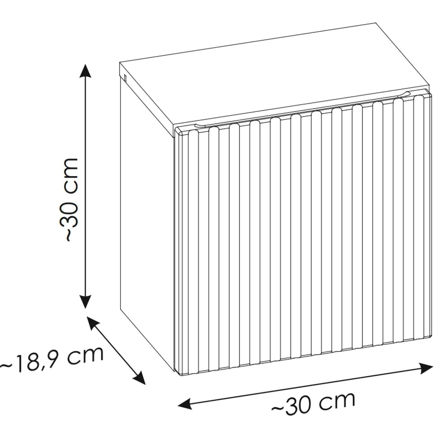 Garnero Arredamenti Pensile cubo bagno sospeso 30x30h cm cannettato 1 anta Cleany Nero New
