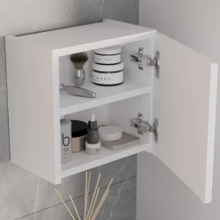 Garnero Arredamenti Pensile cubo bagno sospeso 30x30h cm cannettato 1 anta bianco Cleany Bianco Opaco New