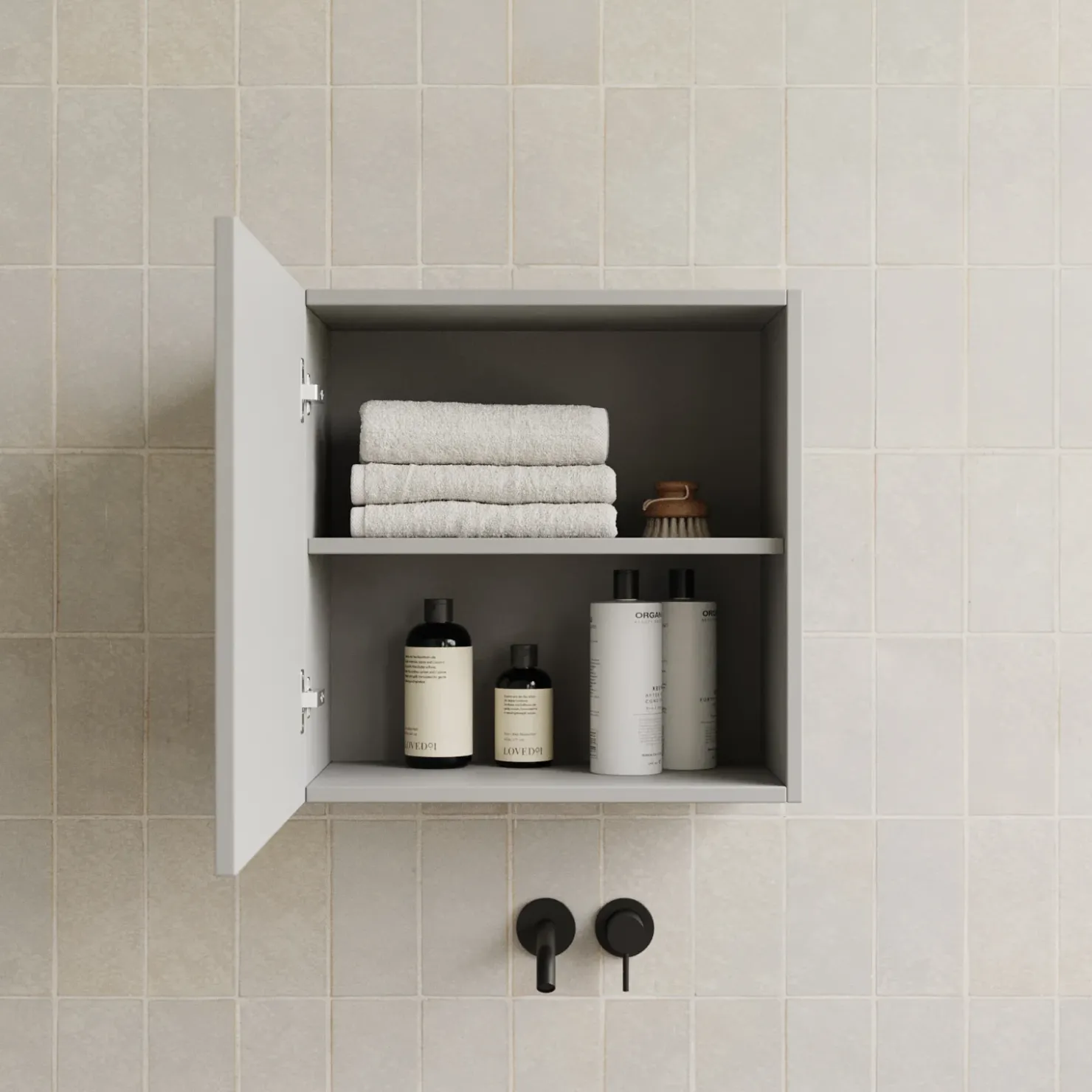 Garnero Arredamenti Pensile cubo sospeso bagno 55x50h cm 1 anta reversibile Sunset Grigio chiaro Clearance