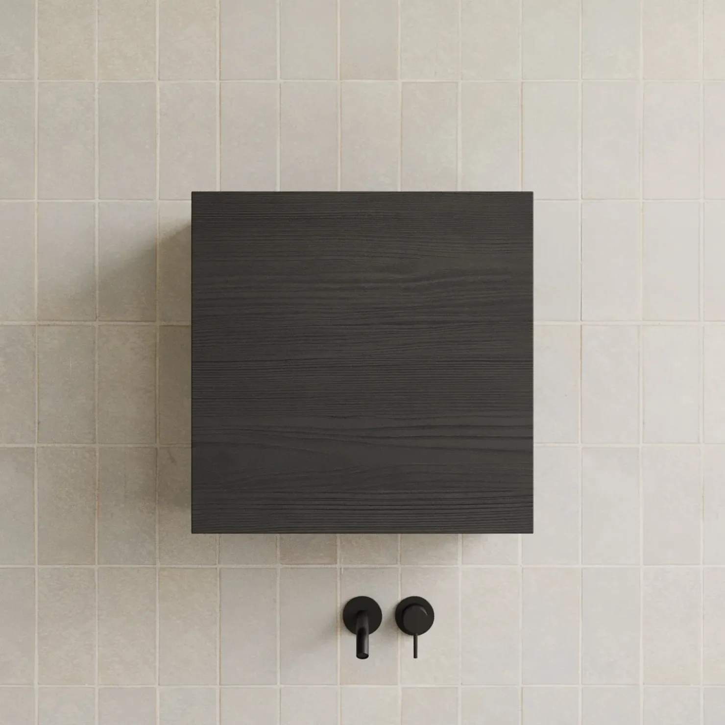 Garnero Arredamenti Pensile cubo sospeso bagno 55x50h cm 1 anta reversibile frassinato Sunset Nero Clearance