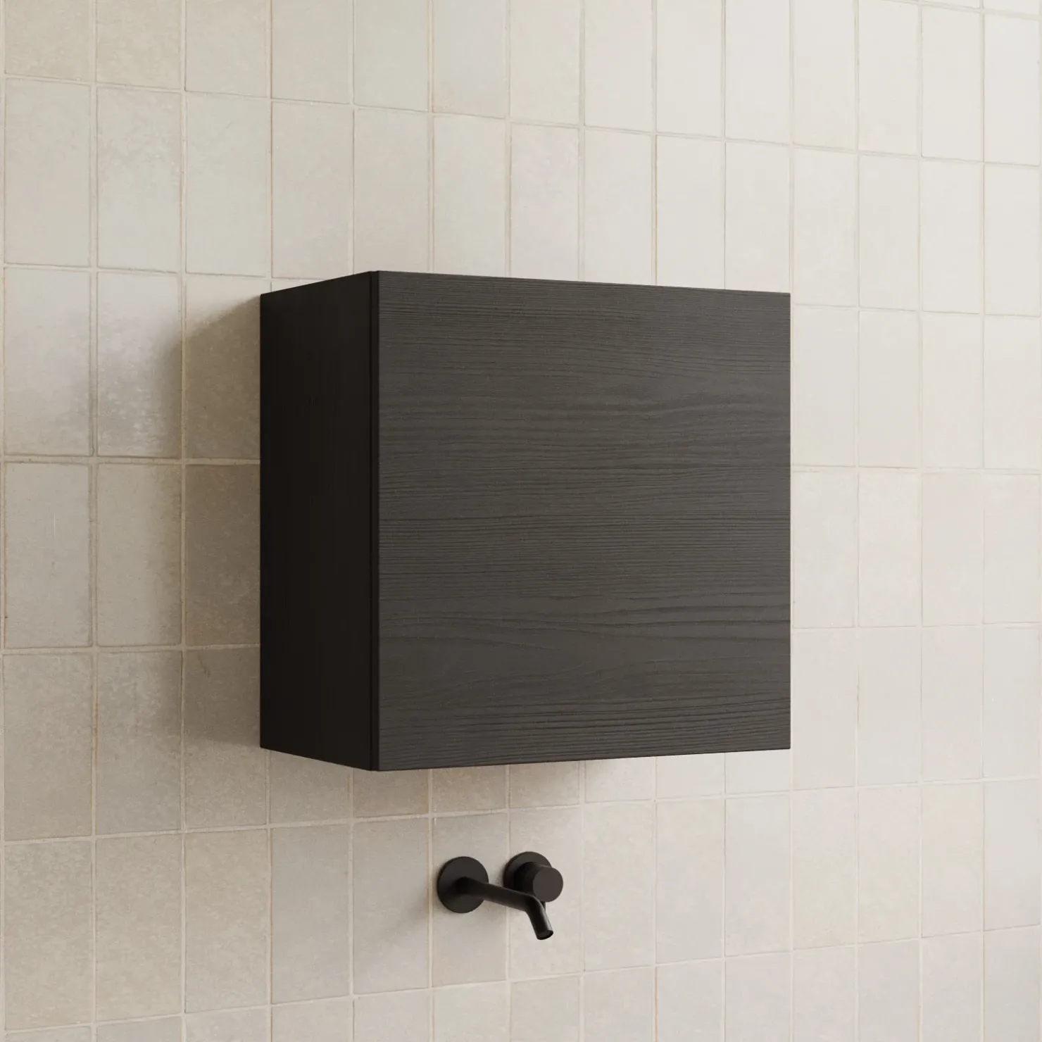 Garnero Arredamenti Pensile cubo sospeso bagno 55x50h cm 1 anta reversibile frassinato Sunset Nero Clearance