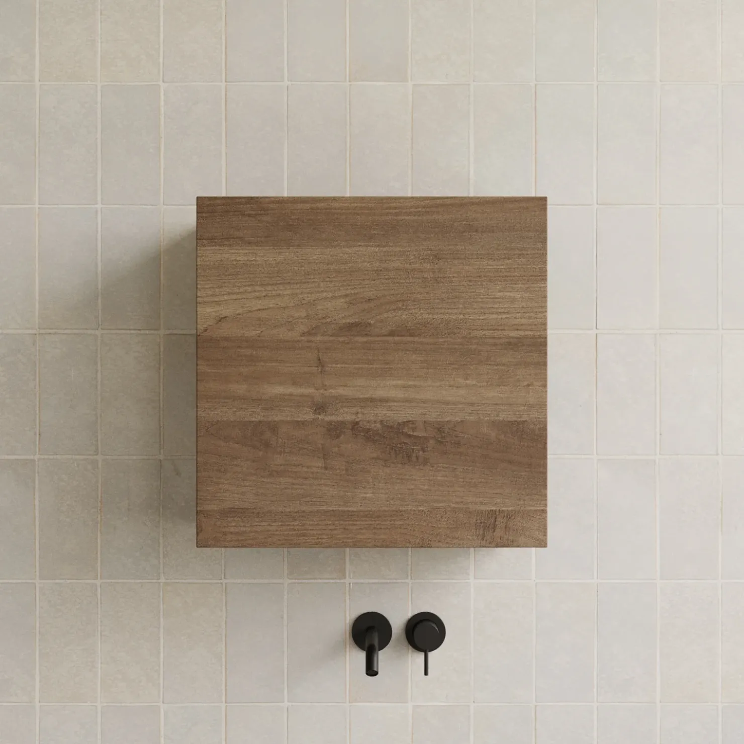 Garnero Arredamenti Pensile cubo sospeso bagno 55x50h cm 1 anta reversibile rovere scuro Sunset Noce Outlet