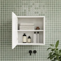 Garnero Arredamenti Pensile cubo sospeso bagno 55x50h cm 1 anta reversibile Sunset Bianco Lucido Best