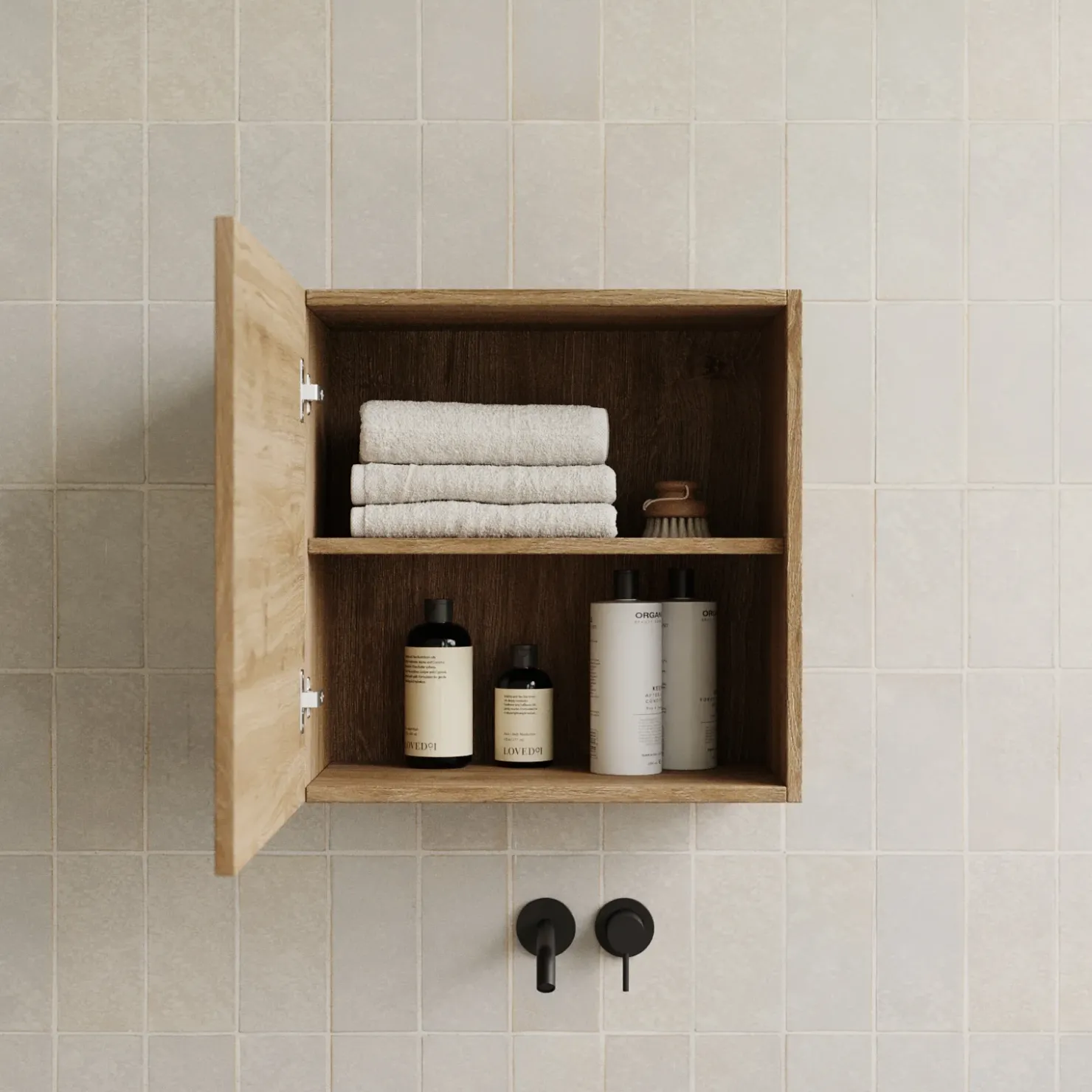 Garnero Arredamenti Pensile cubo sospeso bagno 55x50h cm 1 anta reversibile chiaro Sunset Rovere Online