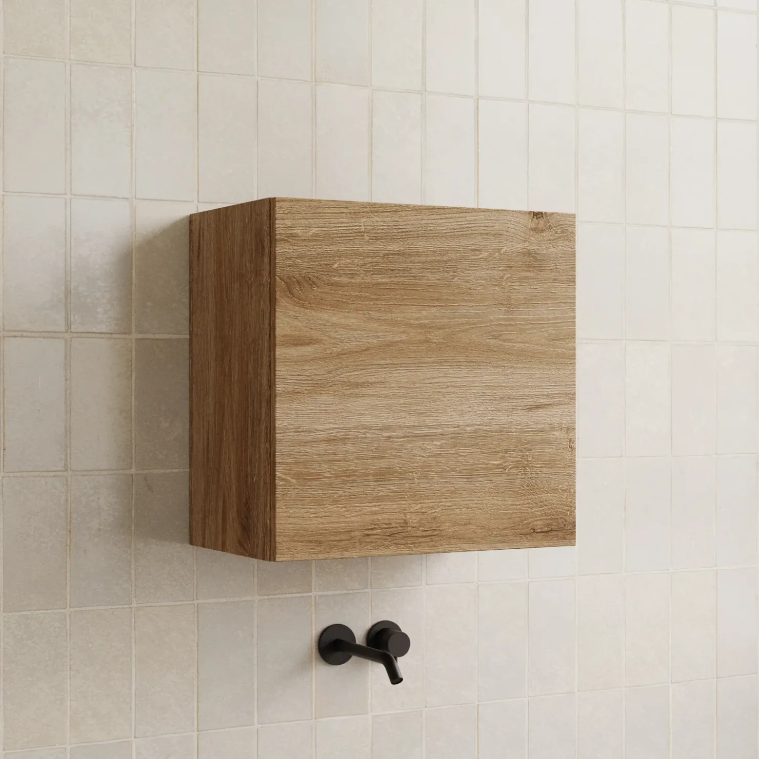 Garnero Arredamenti Pensile cubo sospeso bagno 55x50h cm 1 anta reversibile chiaro Sunset Rovere Online