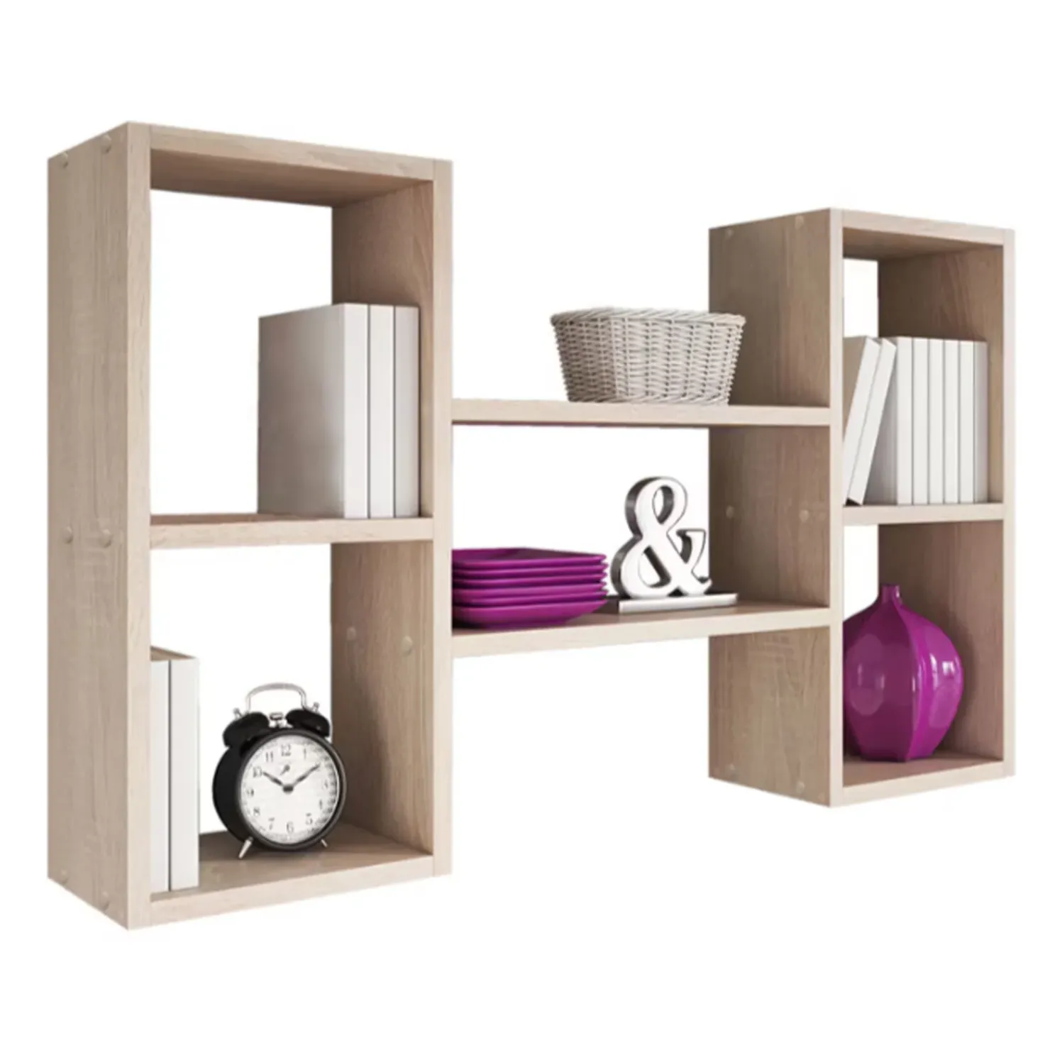 Garnero Arredamenti Pensile da parete 102x60h cm 5 vani moderna chiaro Felicita Rovere Clearance