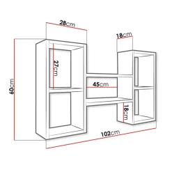 Garnero Arredamenti Pensile da parete 102x60h cm 5 vani moderna chiaro Felicita Rovere Clearance