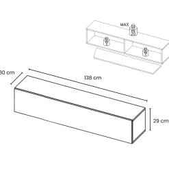 Garnero Arredamenti Pensile orizzontale 138x29h cm 1 anta reversibile moderno bronzo Sunset Marrone New