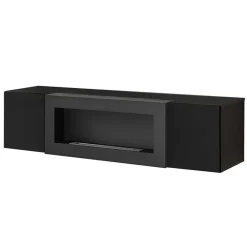 Garnero Arredamenti Pensile sospeso con biocamino 160x40h cm nero opaco e lucido Ignis Gihome® Nero Lucido - Nero opaco Sale