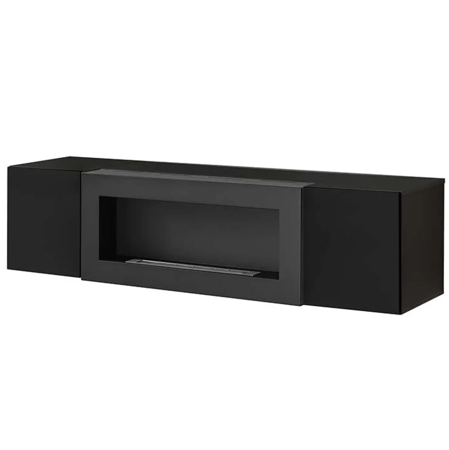 Garnero Arredamenti Pensile sospeso con biocamino 160x40h cm nero opaco e lucido Ignis Gihome® Nero Lucido - Nero opaco Sale