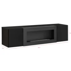 Garnero Arredamenti Pensile sospeso con biocamino 160x40h cm nero opaco e lucido Ignis Gihome® Nero Lucido - Nero opaco Sale