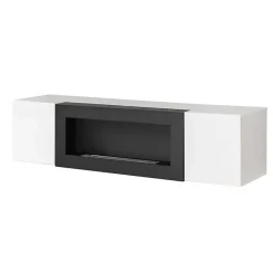 Garnero Arredamenti Pensile sospeso con biocamino 160x40h cm  bianco Ignis Gihome® Bianco Lucido - Bianco opaco Best