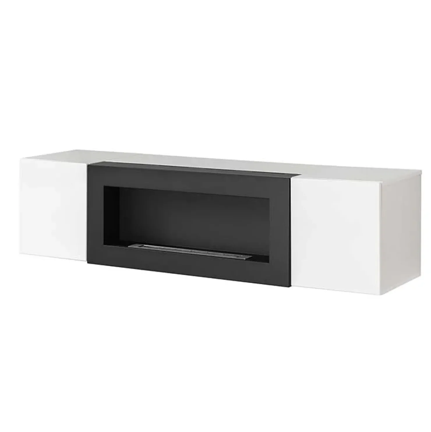 Garnero Arredamenti Pensile sospeso con biocamino 160x40h cm bianco Ignis Gihome® Bianco Lucido - Bianco opaco Best
