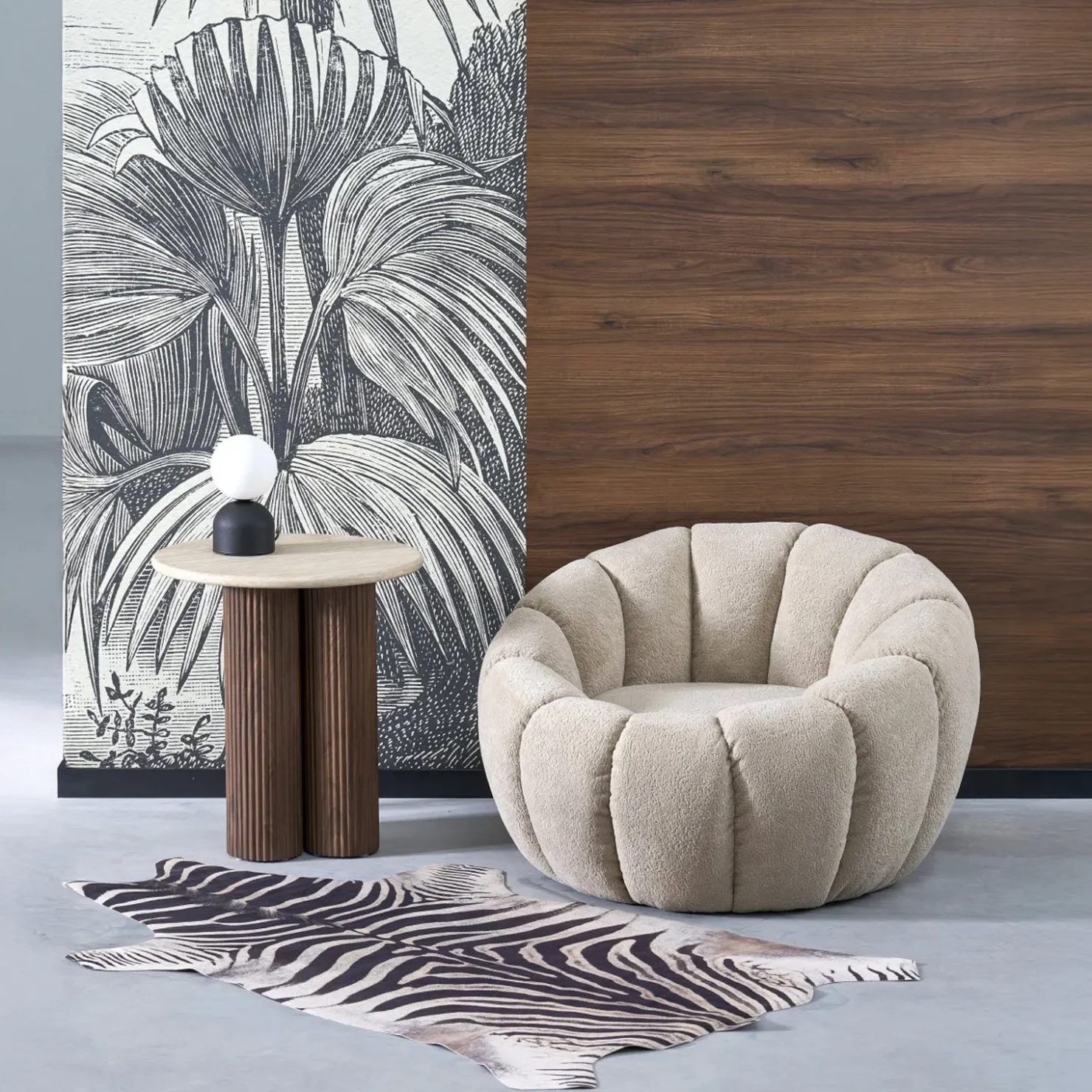 Garnero Arredamenti Poltorona imbottita in tessuto design moderno Coccoluna Beige Outlet