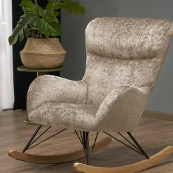 Garnero Arredamenti Poltrona a dondolo imbottita in tessuto Isla Beige Best