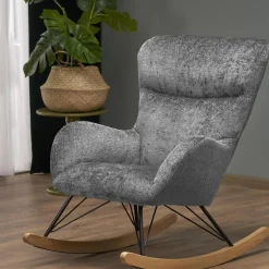Garnero Arredamenti Poltrona a dondolo imbottita in tessuto Isla Grigio Clearance