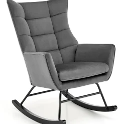 Garnero Arredamenti Poltrona a dondolo relax imbottita in velluto Nanna Grigio Outlet