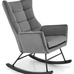 Garnero Arredamenti Poltrona a dondolo relax imbottita in velluto Nanna Grigio Outlet