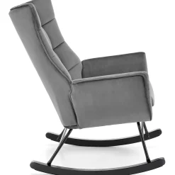 Garnero Arredamenti Poltrona a dondolo relax imbottita in velluto Nanna Grigio Outlet