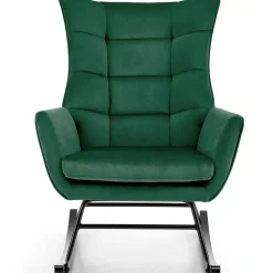 Garnero Arredamenti Poltrona a dondolo relax imbottita in velluto scuro Nanna Verde