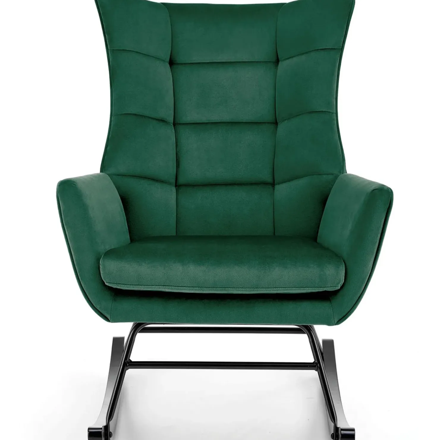 Garnero Arredamenti Poltrona a dondolo relax imbottita in velluto scuro Nanna Verde