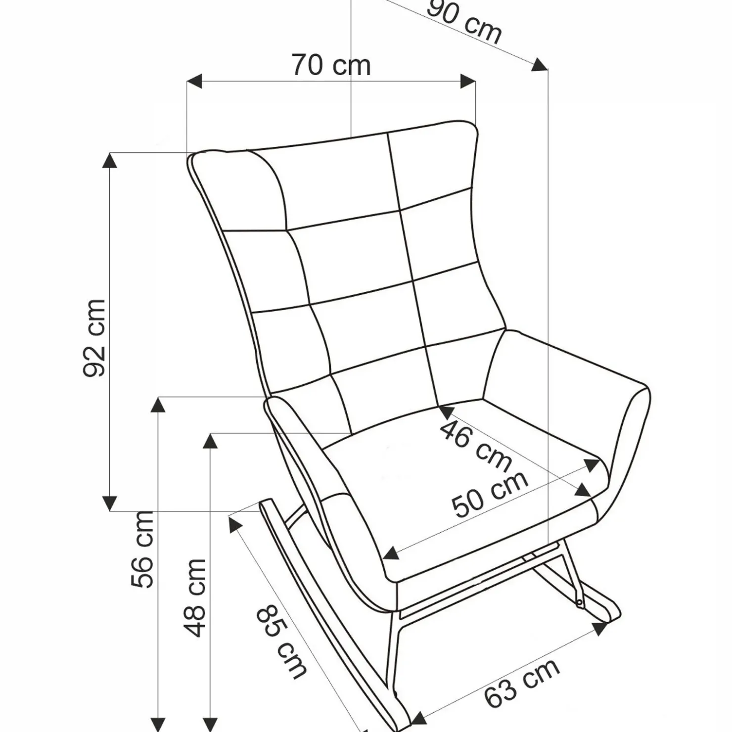 Garnero Arredamenti Poltrona a dondolo relax imbottita in velluto scuro Nanna Verde