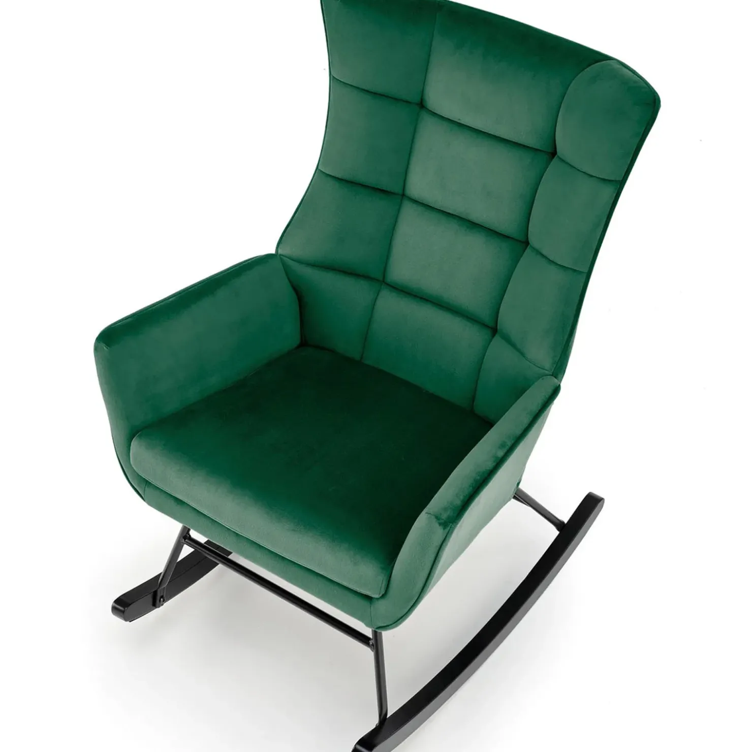 Garnero Arredamenti Poltrona a dondolo relax imbottita in velluto scuro Nanna Verde