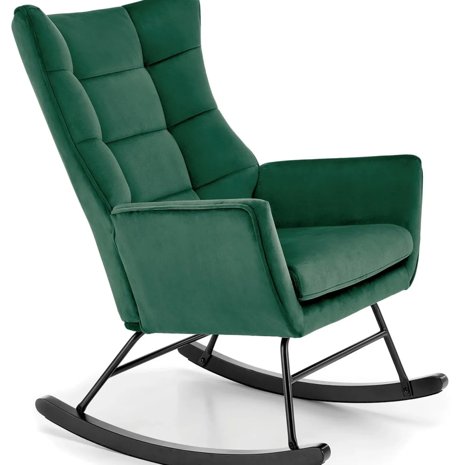 Garnero Arredamenti Poltrona a dondolo relax imbottita in velluto scuro Nanna Verde