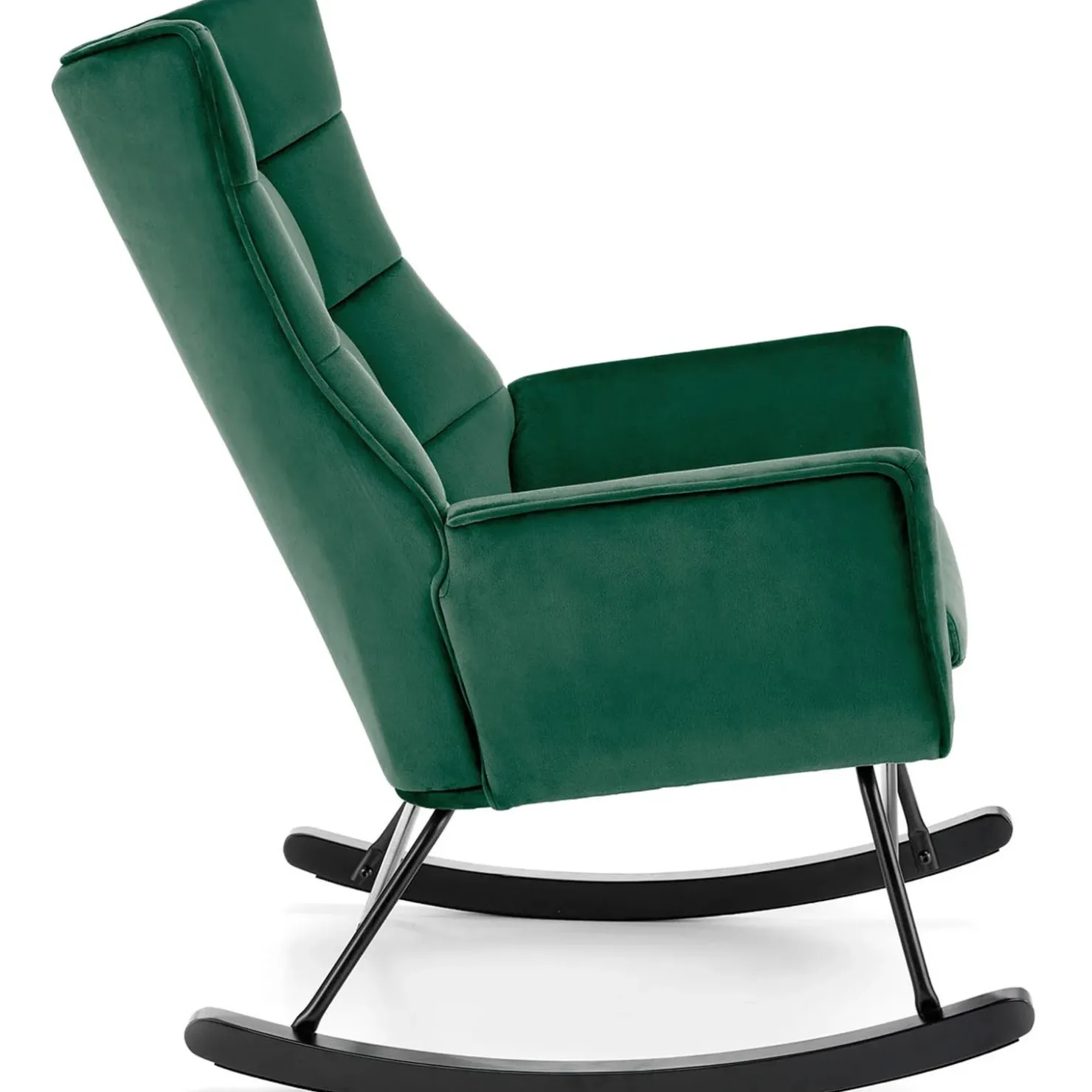 Garnero Arredamenti Poltrona a dondolo relax imbottita in velluto scuro Nanna Verde