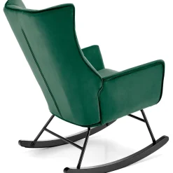 Garnero Arredamenti Poltrona a dondolo relax imbottita in velluto scuro Nanna Verde