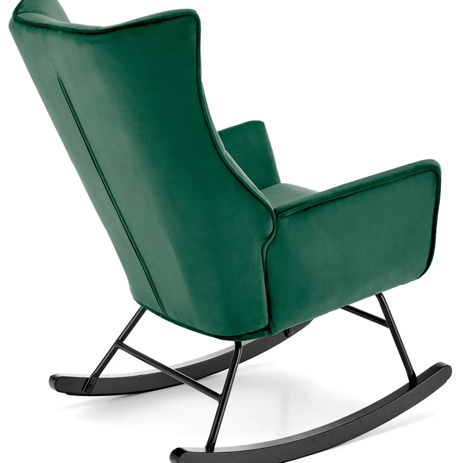 Garnero Arredamenti Poltrona a dondolo relax imbottita in velluto scuro Nanna Verde
