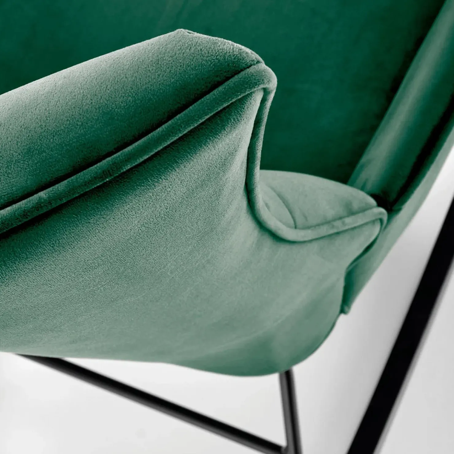 Garnero Arredamenti Poltrona a dondolo relax imbottita in velluto scuro Nanna Verde