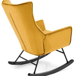 Garnero Arredamenti Poltrona a dondolo relax imbottita in velluto giallo Nanna Senape