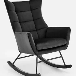 Garnero Arredamenti Poltrona a dondolo relax imbottita in velluto Nanna Nero Sale