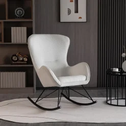 Garnero Arredamenti Poltrona a dondolo relax imbottita in tessuto panna nero Spitz Bianco - Nero Online