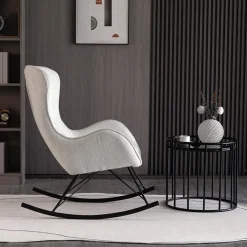 Garnero Arredamenti Poltrona a dondolo relax imbottita in tessuto panna nero Spitz Bianco - Nero Online