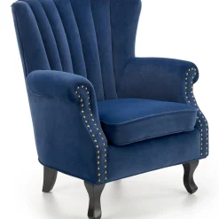 Garnero Arredamenti Poltrona classica relax imbottita in velluto blu Mazia Tessuto Velluto Blu Clearance